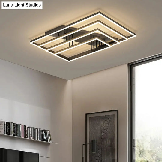 Contemporary Geometric Semi-Flush Acrylic Bedroom Ceiling Light Black / White