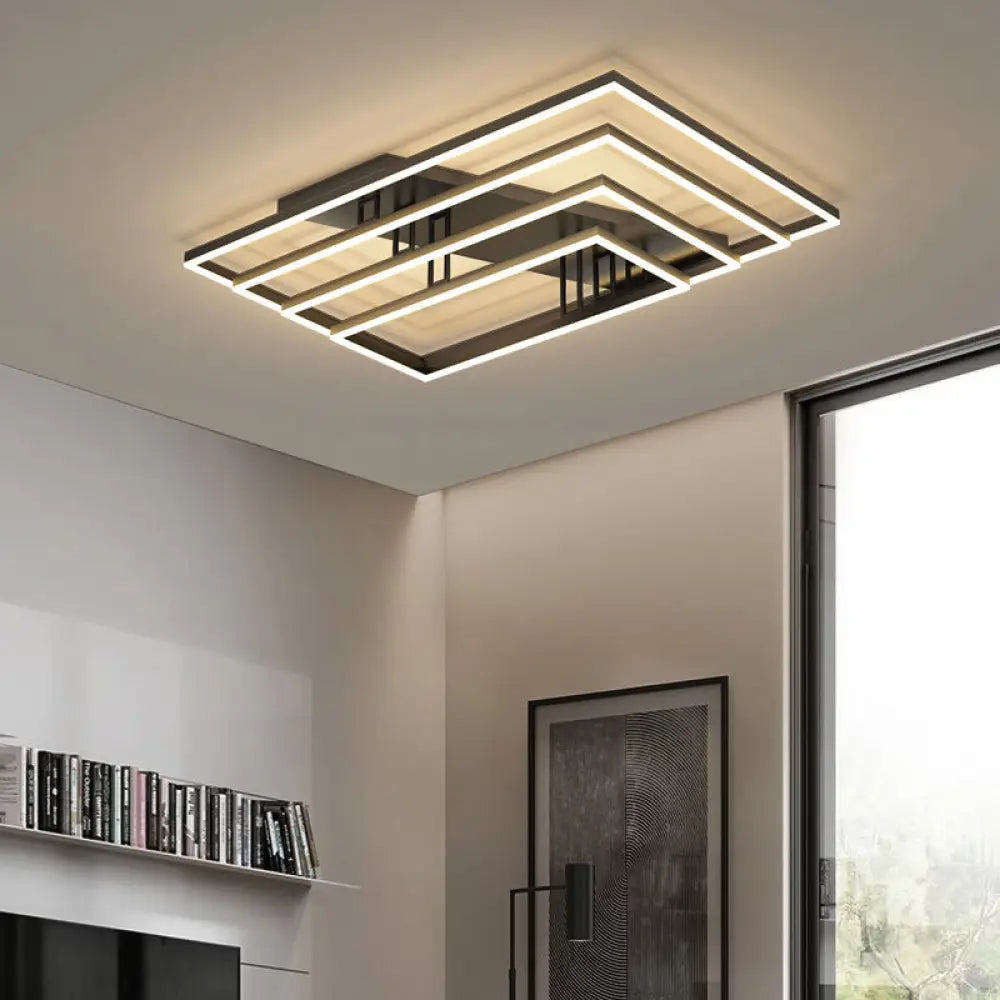 Contemporary Geometric Semi - Flush Acrylic Bedroom Ceiling Light Black / White