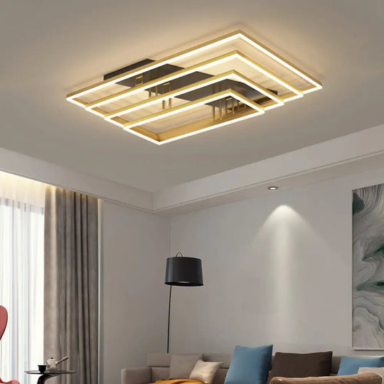 Contemporary Geometric Semi - Flush Acrylic Bedroom Ceiling Light Gold / White