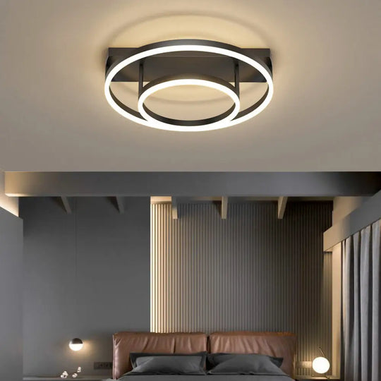 Contemporary Geometric Semi - Flush Acrylic Bedroom Ceiling Light Gold / White Round