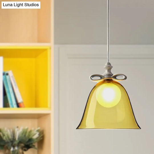 Contemporary Glass Bell Pendant Light - White/Brown/Clear Ideal For Dining Room Ceiling