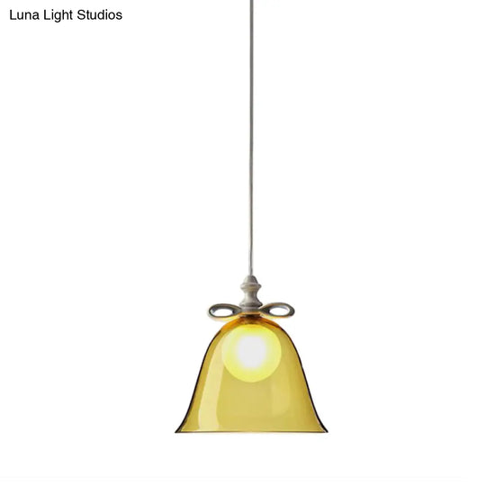 Contemporary Glass Bell Pendant Light - White/Brown/Clear Ideal For Dining Room Ceiling