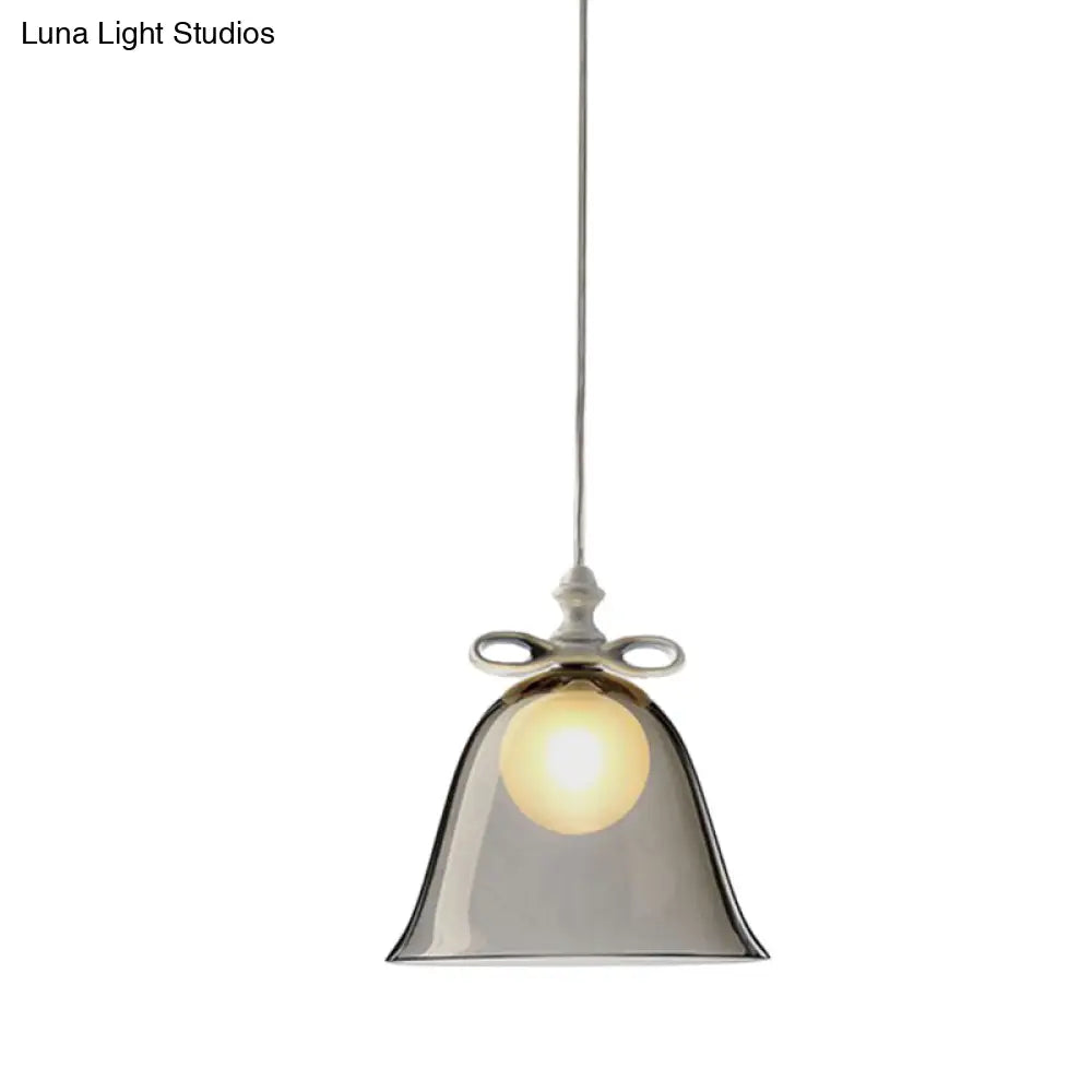 Contemporary Glass Bell Pendant Light - White/Brown/Clear Ideal For Dining Room Ceiling