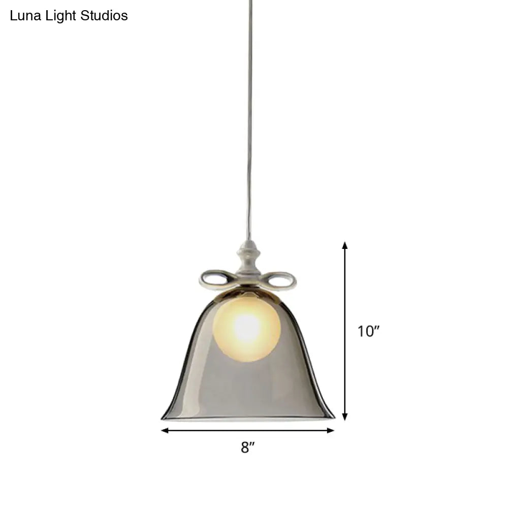 Contemporary Glass Bell Pendant Light - White/Brown/Clear Ideal For Dining Room Ceiling