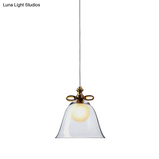 Contemporary Glass Bell Pendant Light - White/Brown/Clear Ideal For Dining Room Ceiling