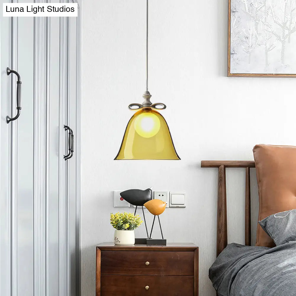 Contemporary Glass Bell Pendant Light - White/Brown/Clear Ideal For Dining Room Ceiling