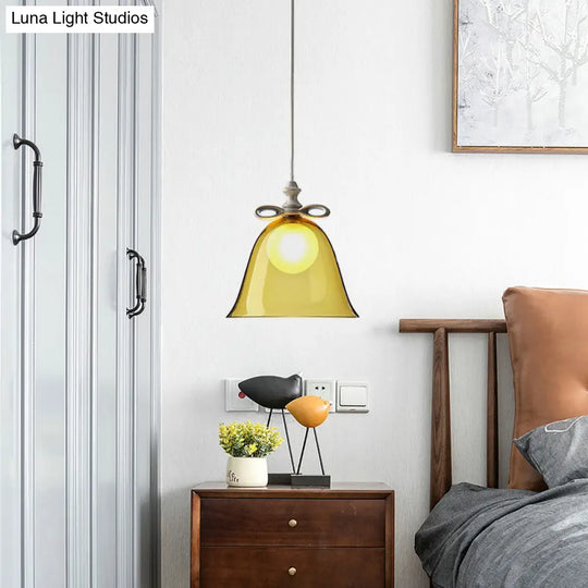 Contemporary Glass Bell Pendant Light - White/Brown/Clear Ideal For Dining Room Ceiling