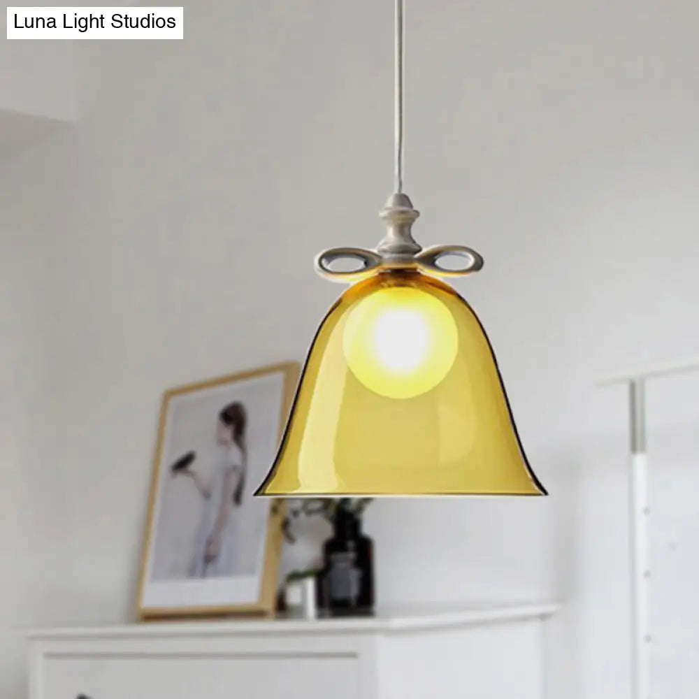 Contemporary Glass Bell Pendant Light - White/Brown/Clear Ideal For Dining Room Ceiling