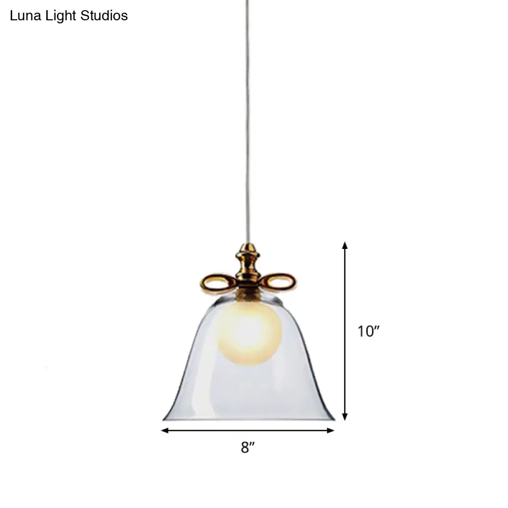 Contemporary Glass Bell Pendant Light - White/Brown/Clear Ideal For Dining Room Ceiling