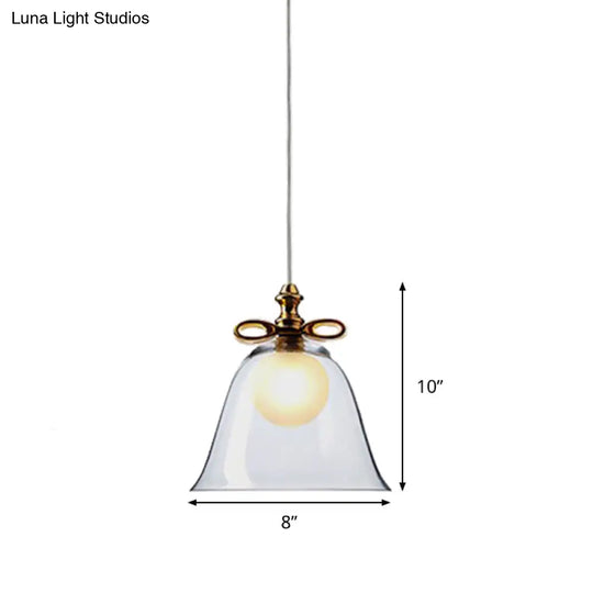 Contemporary Glass Bell Pendant Light - White/Brown/Clear Ideal For Dining Room Ceiling