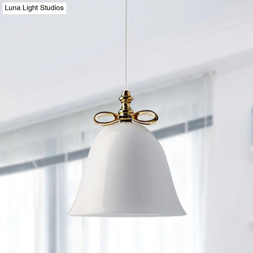 Contemporary Glass Bell Pendant Light - White/Brown/Clear Ideal For Dining Room Ceiling