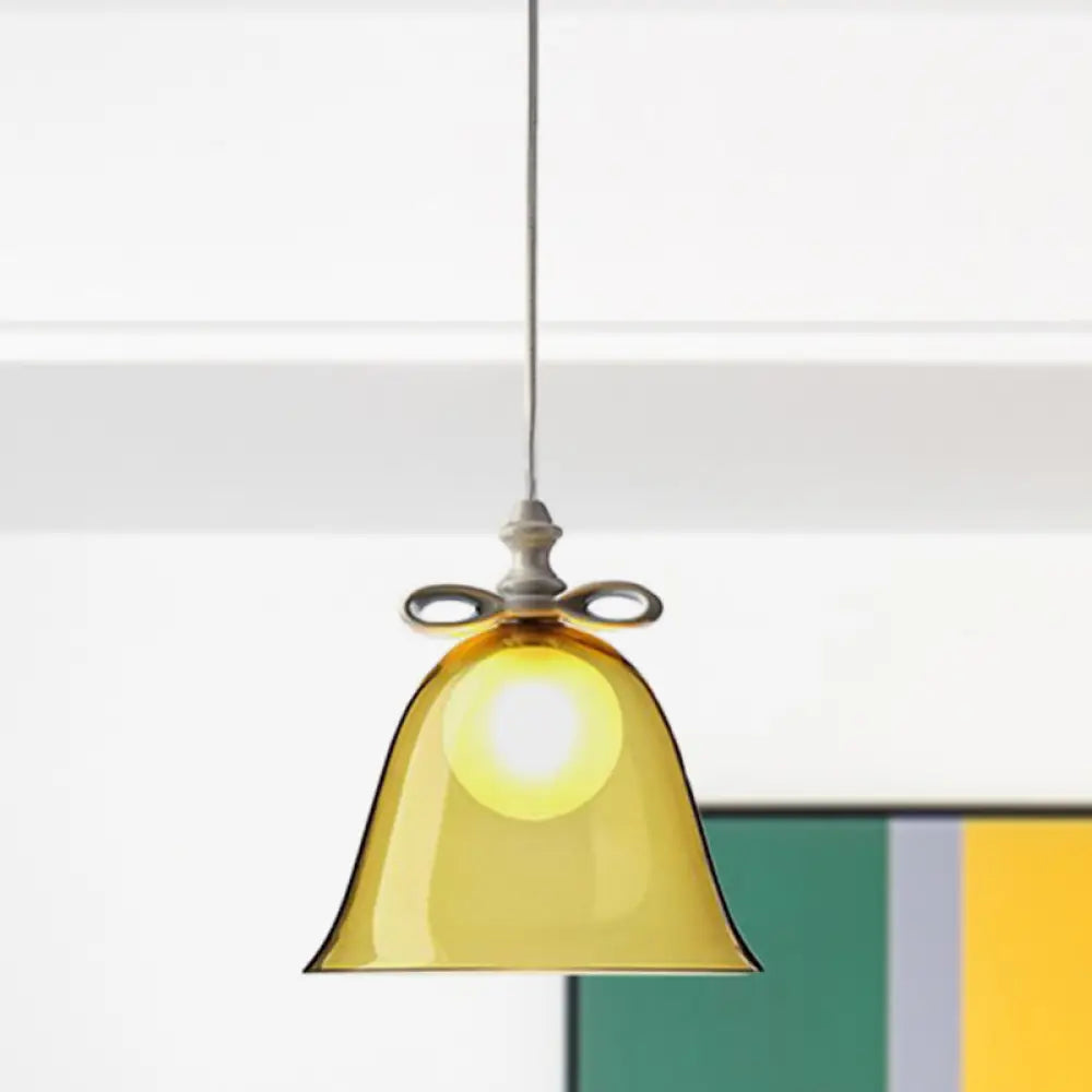 Contemporary Glass Bell Pendant Light - White/Brown/Clear Ideal For Dining Room Ceiling Brown