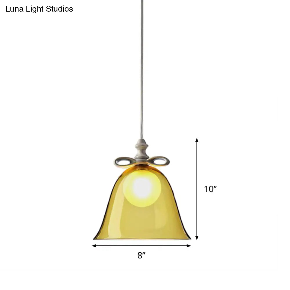 Contemporary Glass Bell Pendant Light - White/Brown/Clear Ideal For Dining Room Ceiling