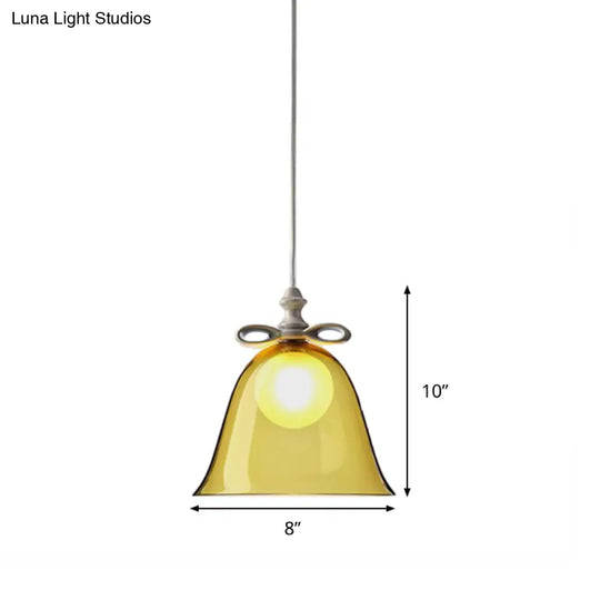 Contemporary Glass Bell Pendant Light - White/Brown/Clear Ideal For Dining Room Ceiling