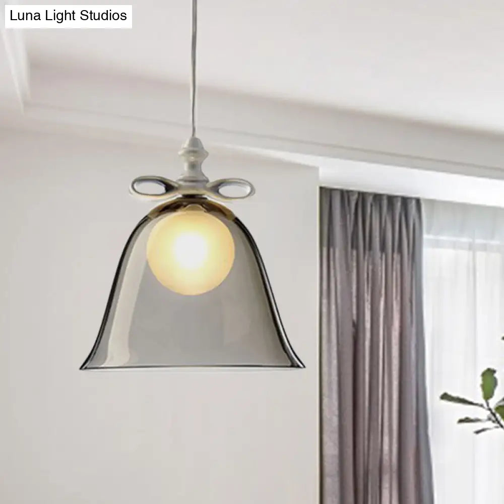 Contemporary Glass Bell Pendant Light - White/Brown/Clear Ideal For Dining Room Ceiling