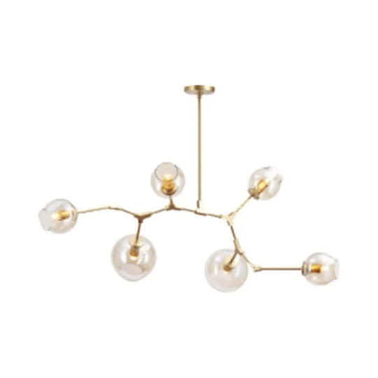 Contemporary Glass Bubble Chandelier: Adjustable Pendant For Dining Room 3/5 Heads Black/Gold Finish