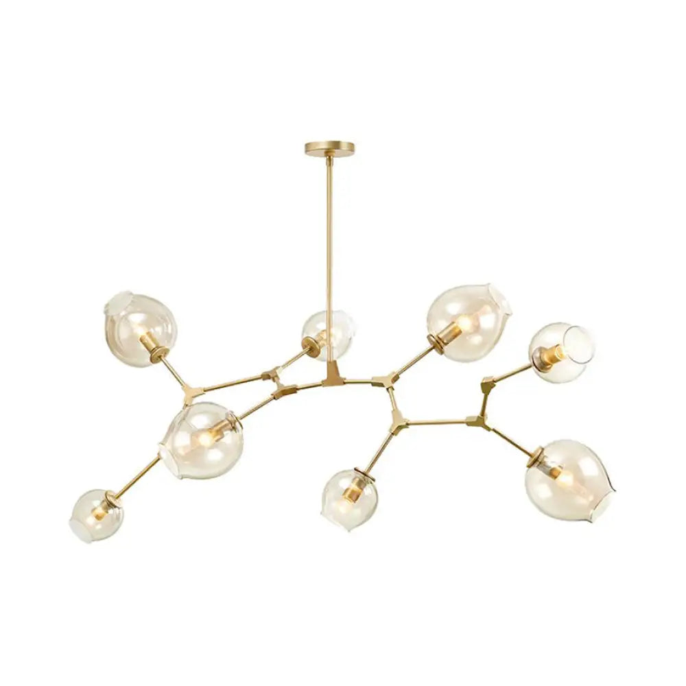 Contemporary Glass Bubble Chandelier: Adjustable Pendant For Dining Room 3/5 Heads Black/Gold Finish