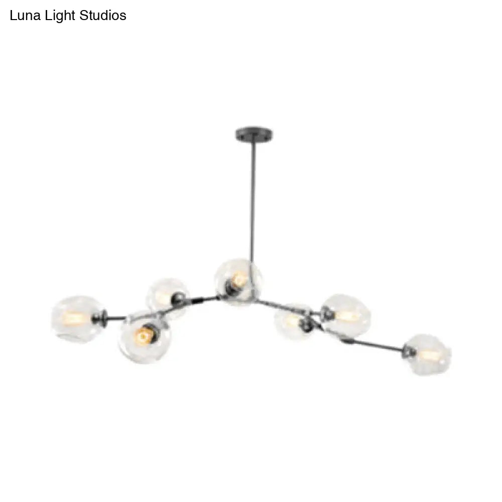 Contemporary Glass Bubble Chandelier: Adjustable Pendant For Dining Room 3/5 Heads Black/Gold Finish