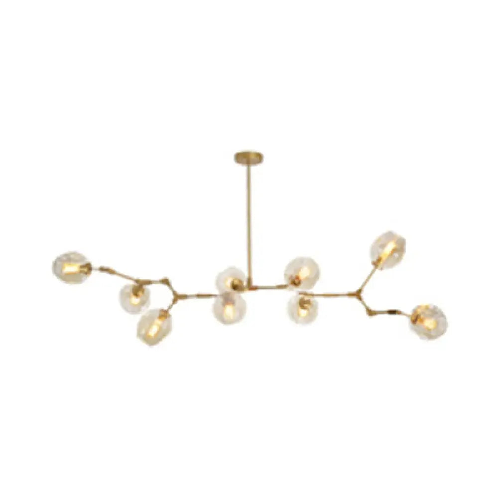 Contemporary Glass Bubble Chandelier: Adjustable Pendant For Dining Room 3/5 Heads Black/Gold Finish