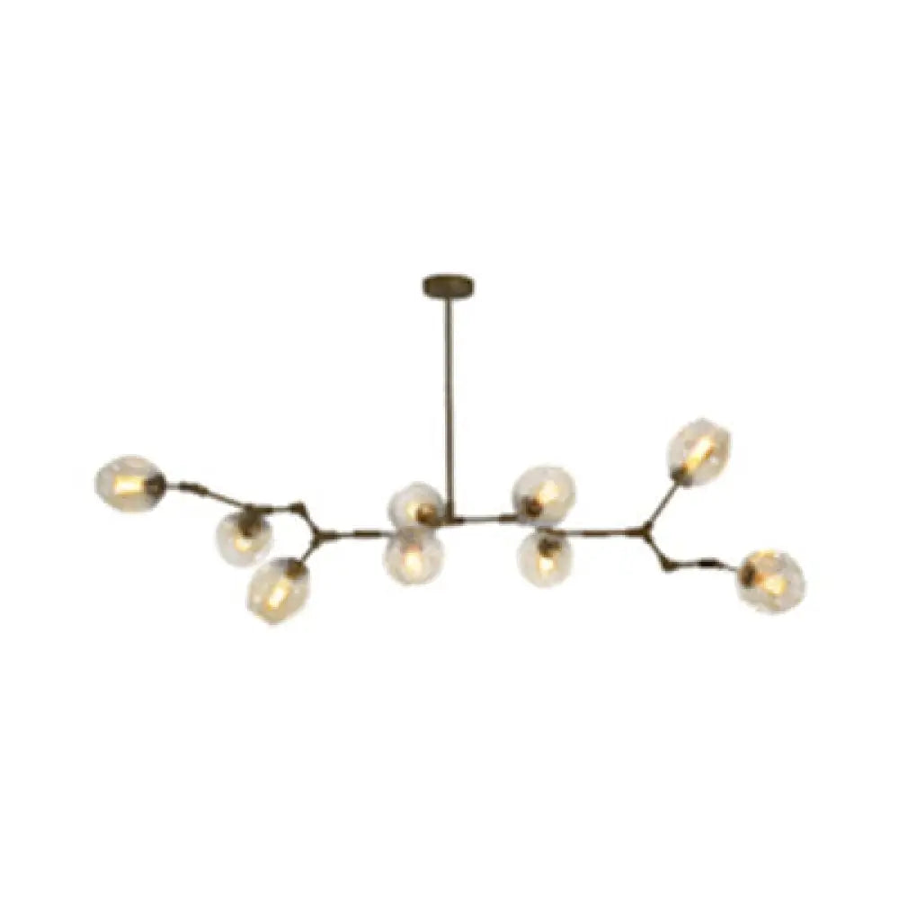 Contemporary Glass Bubble Chandelier: Adjustable Pendant For Dining Room 3/5 Heads Black/Gold Finish