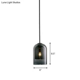 Contemporary Glass Cloche Hanging Lamp With Kitchen Lighting - 1 Bulb Fixture