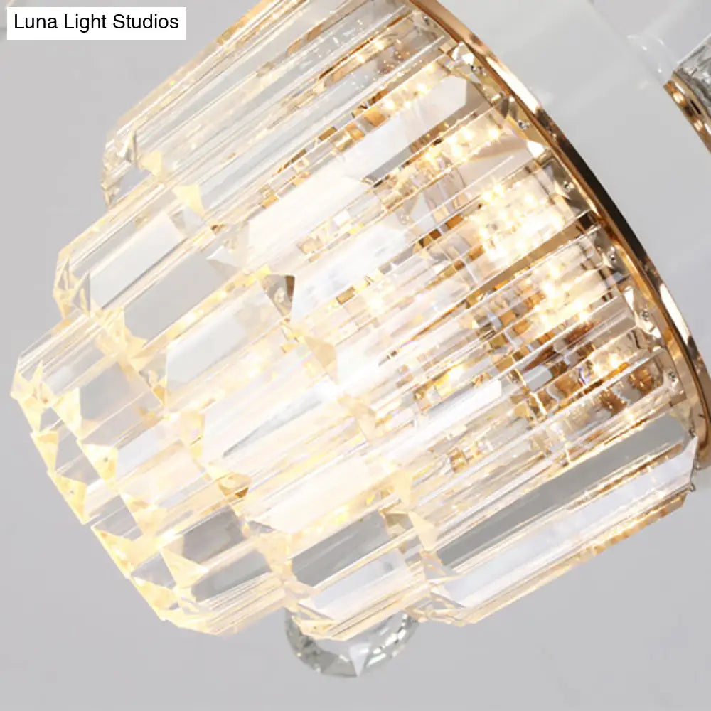 Contemporary Glass Cup Hanging Light Kit - 3/6/8 Lights Prism Chandelier With Cone Crystal Shade