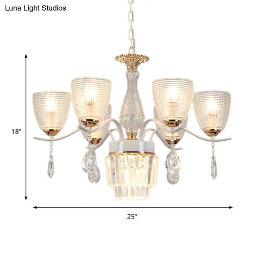 Contemporary Glass Cup Hanging Light Kit - 3/6/8 Lights Prism Chandelier With Cone Crystal Shade