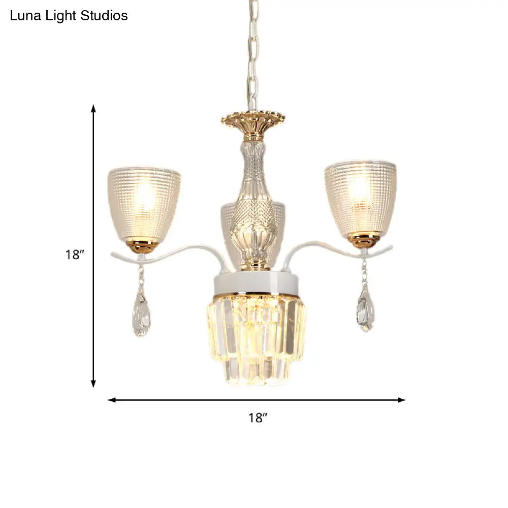 Contemporary Glass Cup Hanging Light Kit - 3/6/8 Lights Prism Chandelier With Cone Crystal Shade