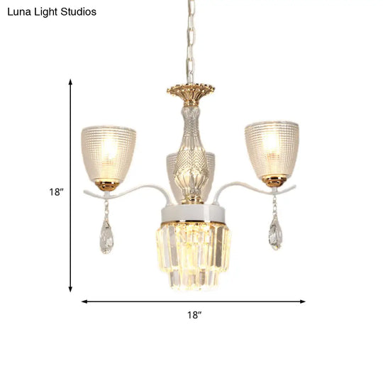 Contemporary Glass Cup Hanging Light Kit - 3/6/8 Lights Prism Chandelier With Cone Crystal Shade