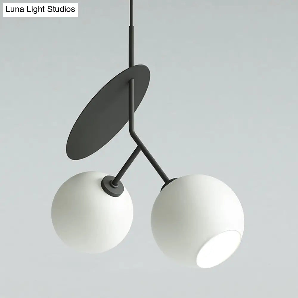 Contemporary Glass Globe Pendant Light With Metallic Circle - Ideal For Restaurants