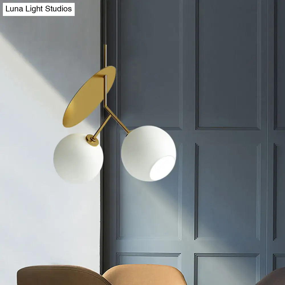 Contemporary Glass Globe Pendant Light With Metallic Circle - Ideal For Restaurants