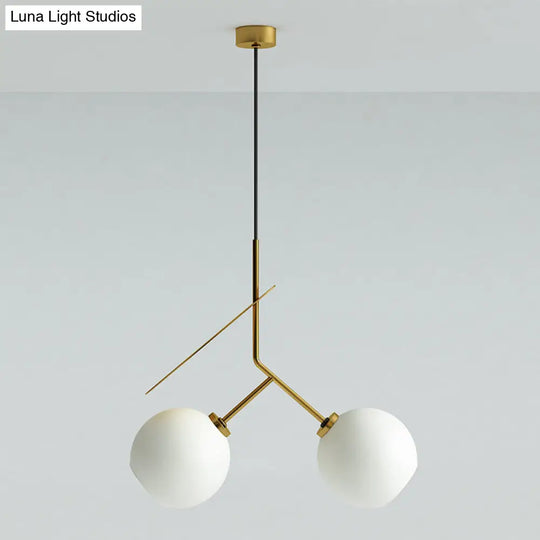 Contemporary Glass Globe Pendant Light With Metallic Circle - Ideal For Restaurants