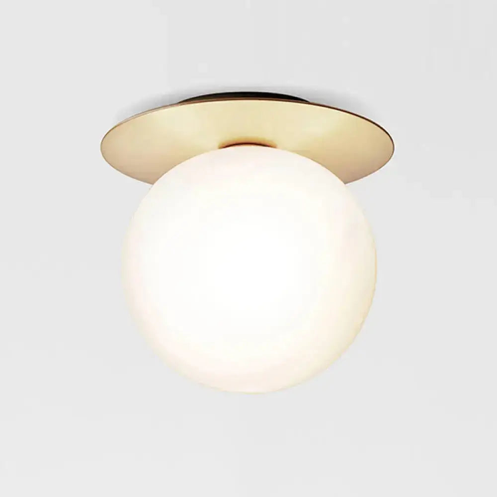 Contemporary Glass Led Flush Mount Ceiling Light - Stylish Lighting For Corridor Gold / Milk White