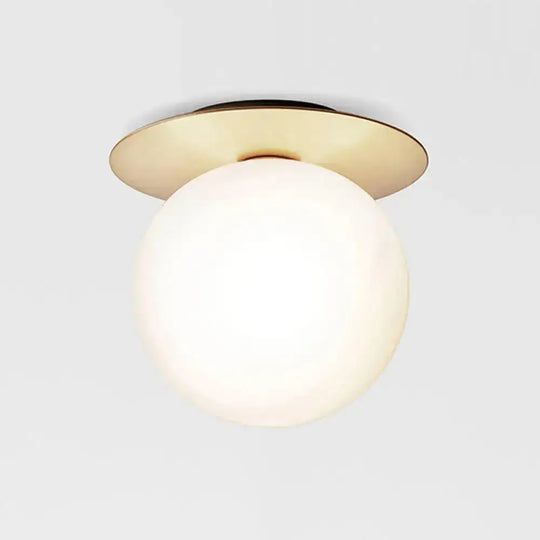 Contemporary Glass Led Flush Mount Ceiling Light - Stylish Lighting For Corridor Gold / Milk White