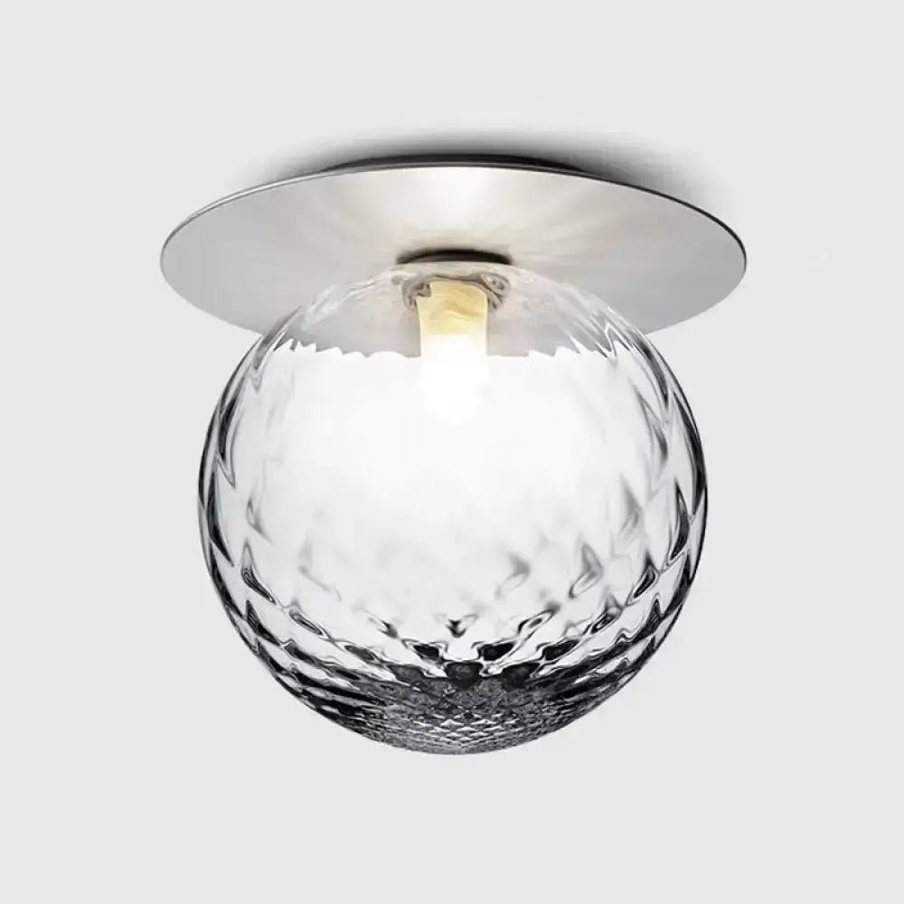 Contemporary Glass Led Flush Mount Ceiling Light - Stylish Lighting For Corridor Silver / Clear