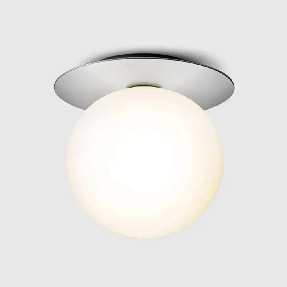 Contemporary Glass Led Flush Mount Ceiling Light - Stylish Lighting For Corridor Silver / Milk White