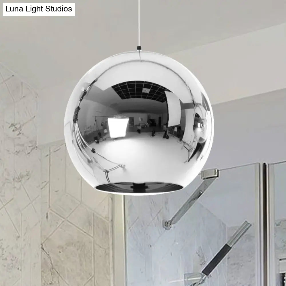 Contemporary Glass Mirror Ball Pendant Lighting - 1 Light Chrome/Gold/Rose Gold 6’/8’/10’W