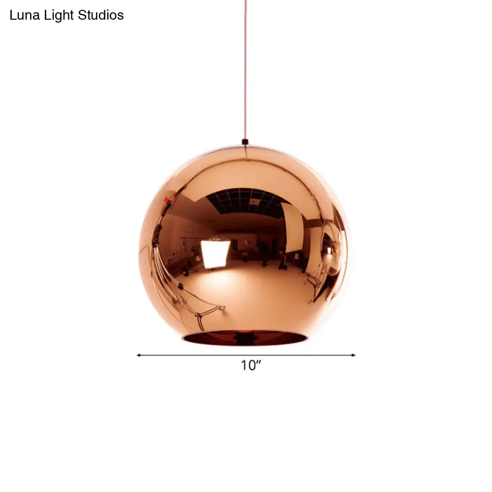 Contemporary Glass Mirror Ball Pendant Light - Chrome/Gold/Rose Gold 6/8/10 Width Hanging Ceiling