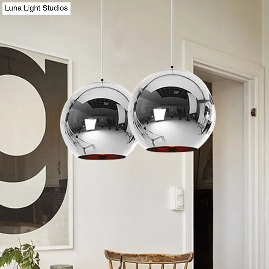 Contemporary Glass Mirror Ball Pendant Light - Chrome/Gold/Rose Gold 6/8/10 Width Hanging Ceiling