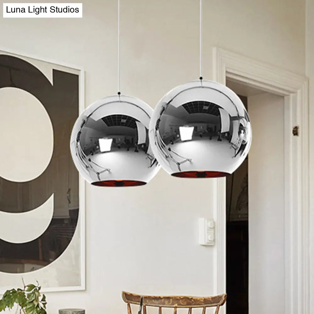 Contemporary Glass Mirror Ball Pendant Lighting - 1 Light Chrome/Gold/Rose Gold 6’/8’/10’W