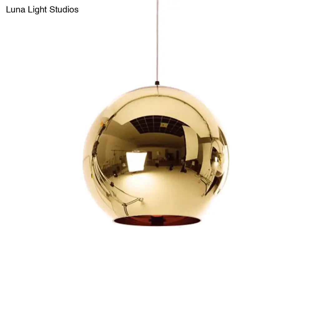 Contemporary Glass Mirror Ball Pendant Light - Chrome/Gold/Rose Gold 6/8/10 Width Hanging Ceiling