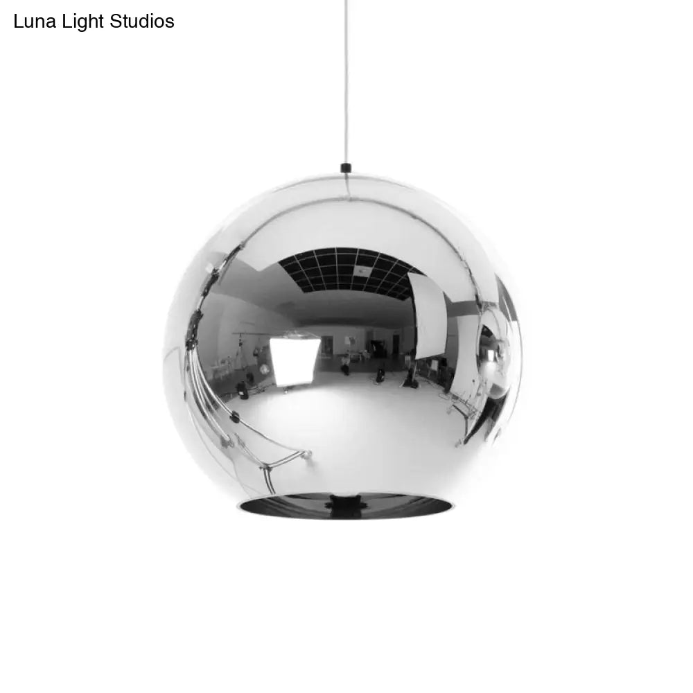 Contemporary Glass Mirror Ball Pendant Light - Chrome/Gold/Rose Gold 6/8/10 Width Hanging Ceiling