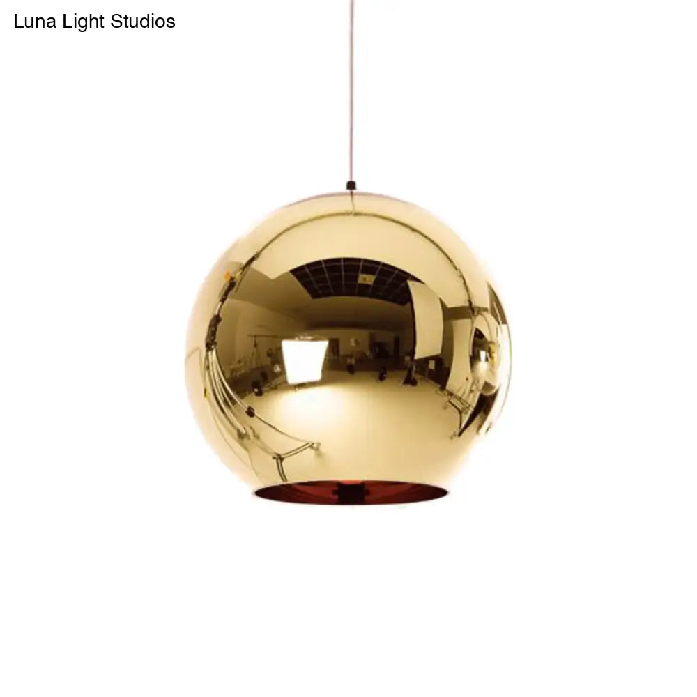 Contemporary Glass Mirror Ball Pendant Lighting - 1 Light Chrome/Gold/Rose Gold 6’/8’/10’W