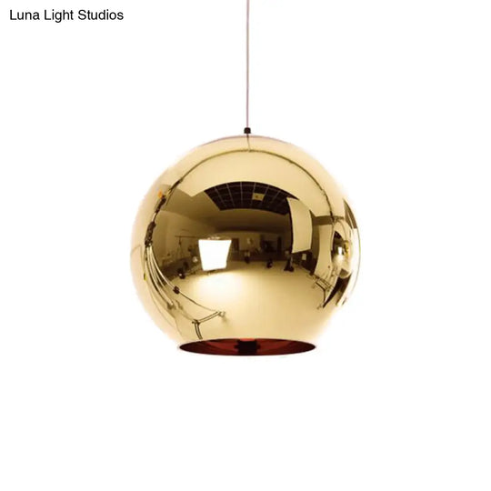 Contemporary Glass Mirror Ball Pendant Lighting - 1 Light Chrome/Gold/Rose Gold 6’/8’/10’W