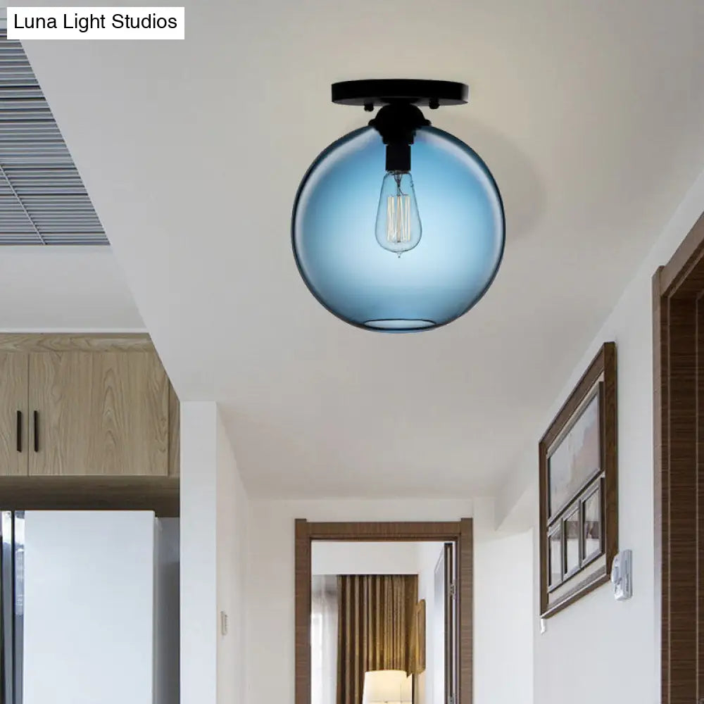 Contemporary Glass Orbit Ceiling Light Fixture - Red/Sky Blue/Amber/Dark Smoke/Coffee 1 Head Indoor