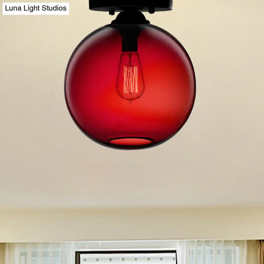 Contemporary Glass Orbit Ceiling Light Fixture - Red/Sky Blue/Amber/Dark Smoke/Coffee 1 Head Indoor