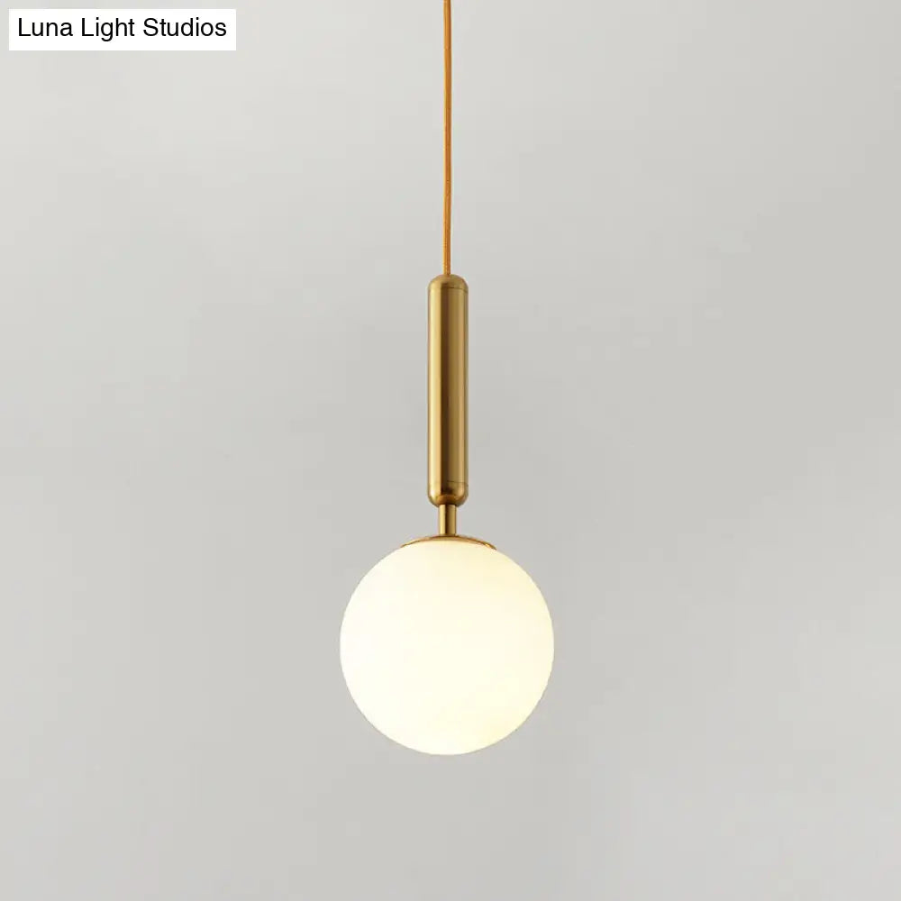 Contemporary Glass Pendant Light - Spherical Design For Lounge Gold / Milk White