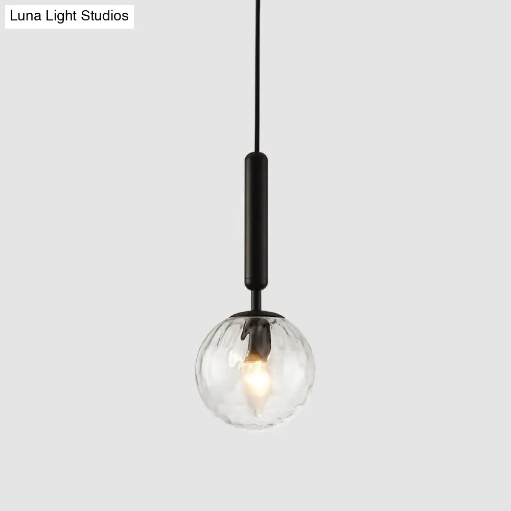 Contemporary Glass Pendant Light - Spherical Design For Lounge Black / Clear