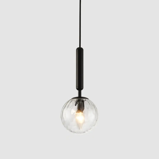 Contemporary Glass Pendant Light For Lounge Black / Clear