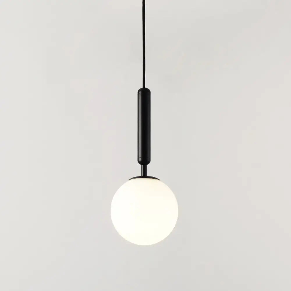 Contemporary Glass Pendant Light For Lounge Black / Milk White